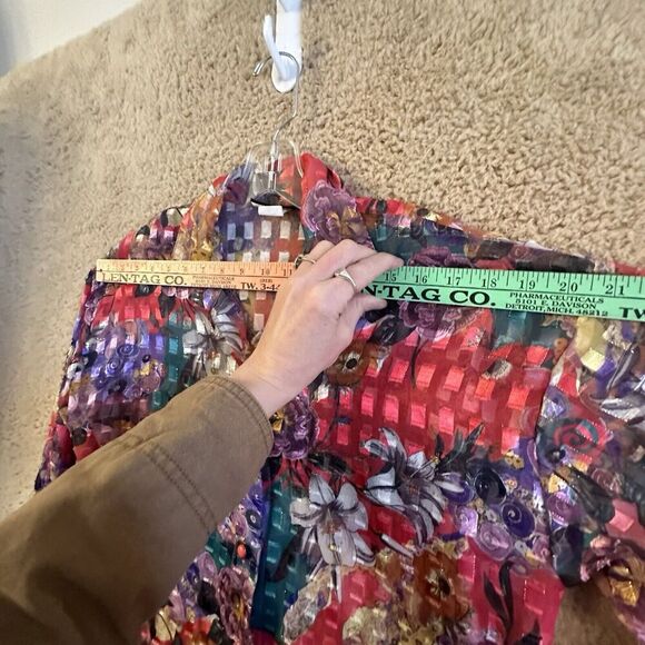 Vintage I & R Sheer Jacket Topper Dopamine Lightweight Mesh Button Down Sz. M EC - Picture 16 of 16